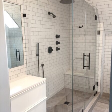 angled ceiling shower